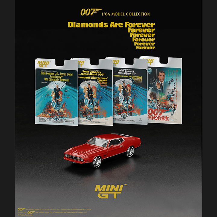Mini GT - Ford Mustang Mach 1 James Bond 007 ” Diamonds Are Forever ” – English Packaging *Pre - Order* - Top CollectiblesDiecastMini GT