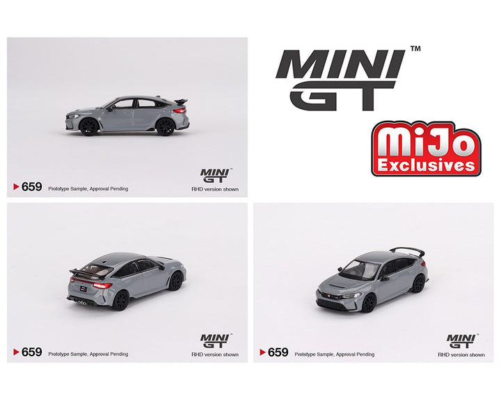 Mini GT - Honda Civic Type R 2023 - Sonic Gray Pearl - Top CollectiblesDiecastMini GT