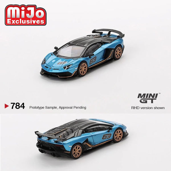 Mini GT - Lamborghini Aventador SVJ 63 – Blu Aegir *Pre - Order* - Top CollectiblesDiecastMini GT