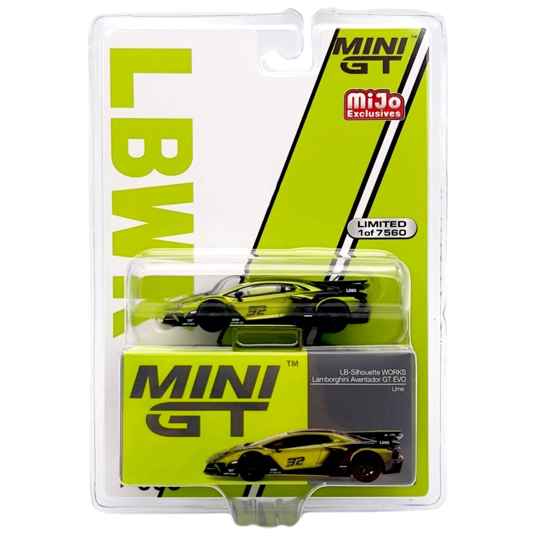 Mini GT - Lamborghini LB-Silhouette WORKS Aventador GT EVO - Lime - Top CollectiblesDiecastMini GT