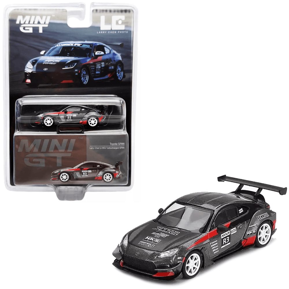 Mini GT - Larry Chen’s HKS Turbocharged Toyota GR86 – Grey - Top CollectiblesDiecastMini GT