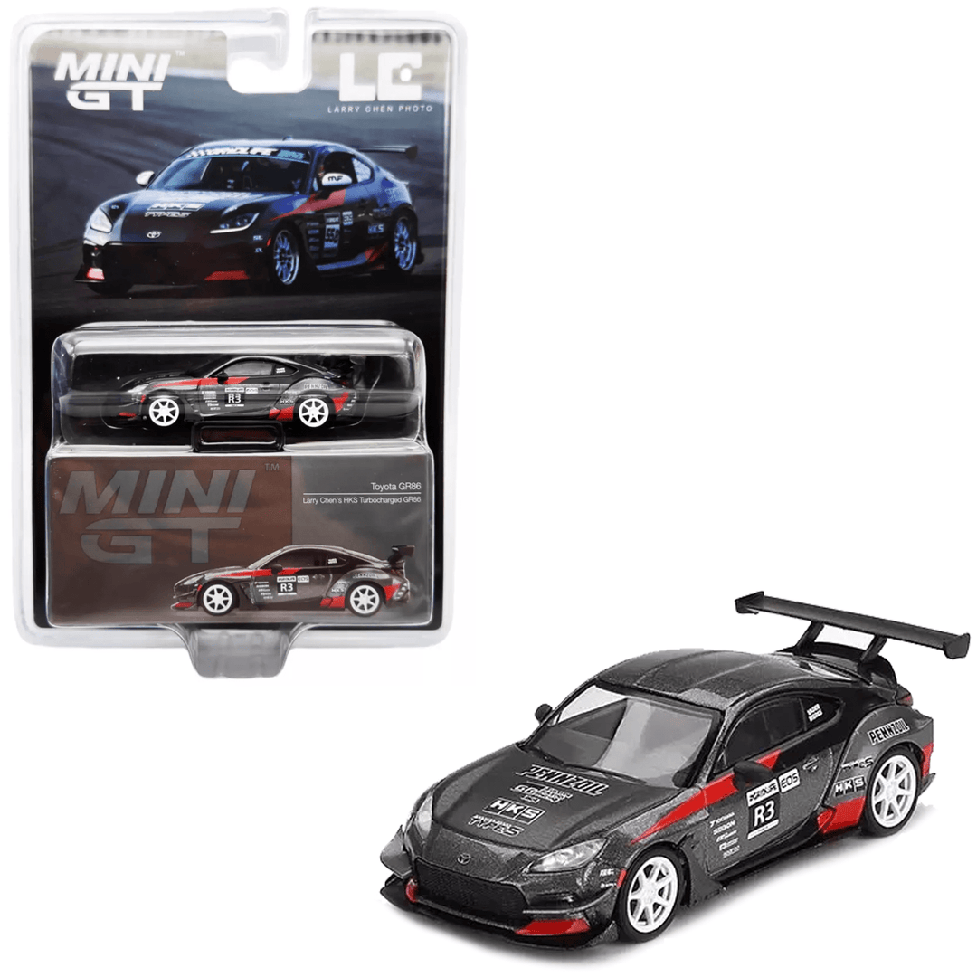 Mini GT - Larry Chen’s HKS Turbocharged Toyota GR86 – Grey - Top CollectiblesDiecastMini GT