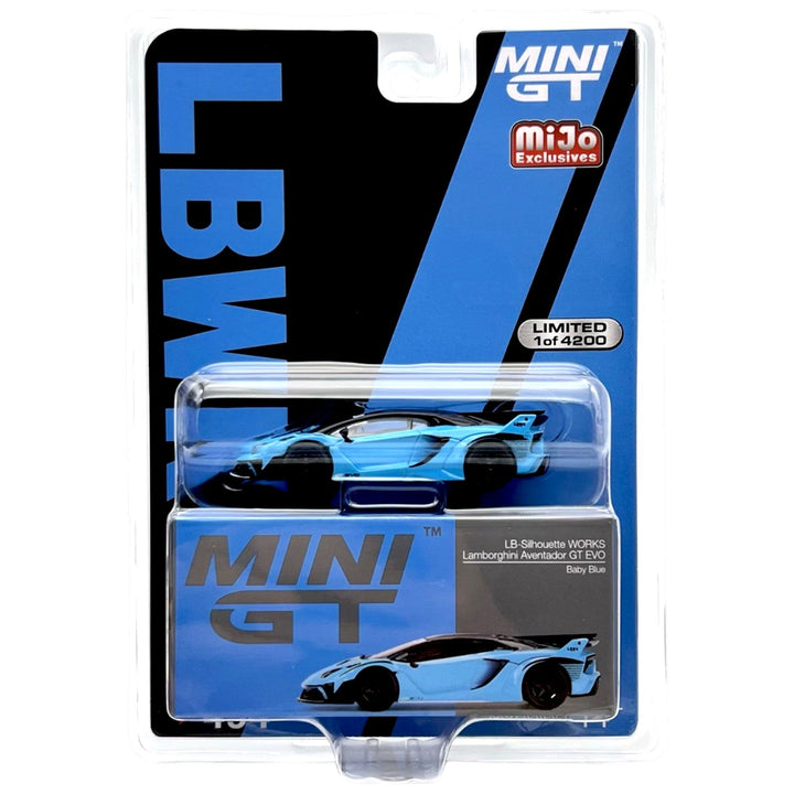 Mini GT - LB-Silhouette Works Lamborghini Aventador GT EVO - Baby Blue - Top CollectiblesDiecastMini GT