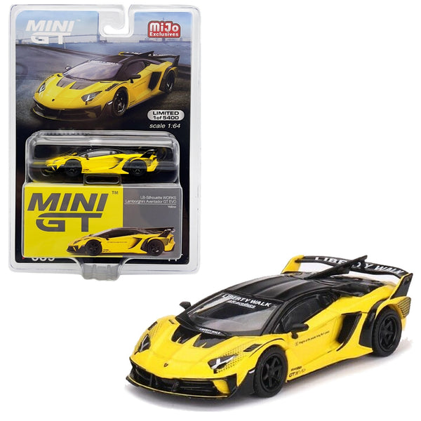 Mini GT - LB - Silhouette Works Lamborghini Aventador GT EVO - Yellow - Top CollectiblesDiecastMini GT