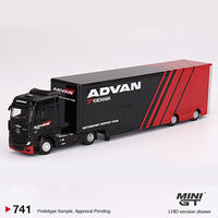 Mini GT - Mercedes - Benz Actros w/ Racing Transporter “ADVAN” - Top CollectiblesDiecastMini GT