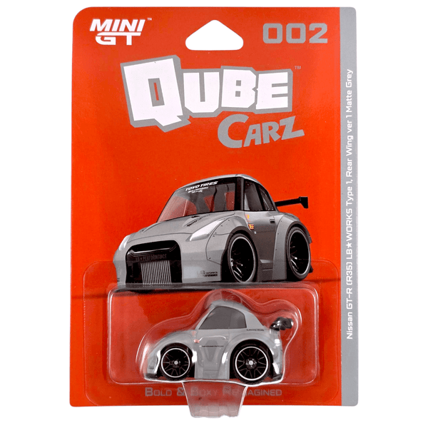 Mini GT - Nissan GT - R (R35) LB Works Type 1, Rear Wing Ver 1 Matte Grey - 2025 QubeCarz Series - Top CollectiblesDiecastMini GT
