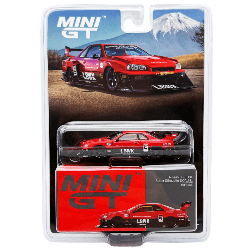 Mini GT - Nissan LB - ER34 Super Silhouette Skyline – Red/Black - Top CollectiblesDiecastMini GT