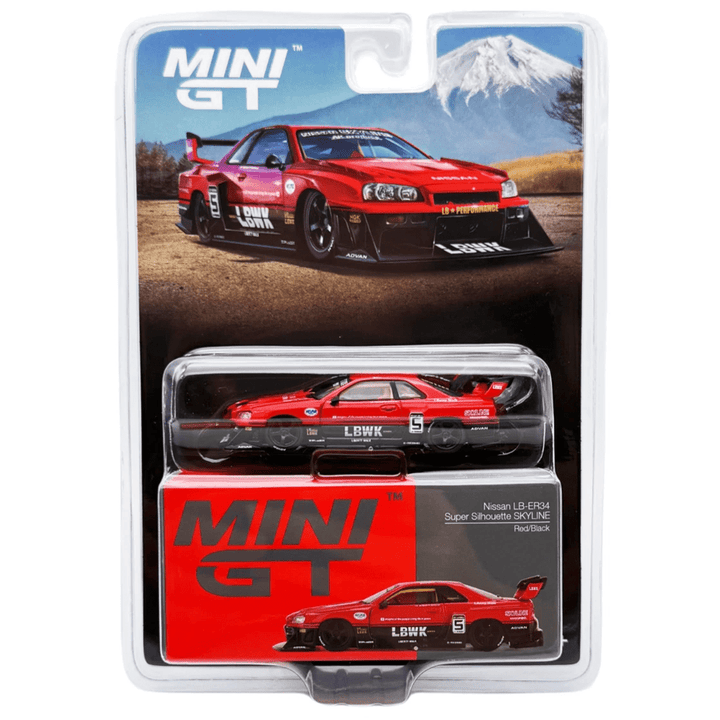 Mini GT - Nissan LB - ER34 Super Silhouette Skyline – Red/Black - Top CollectiblesDiecastMini GT