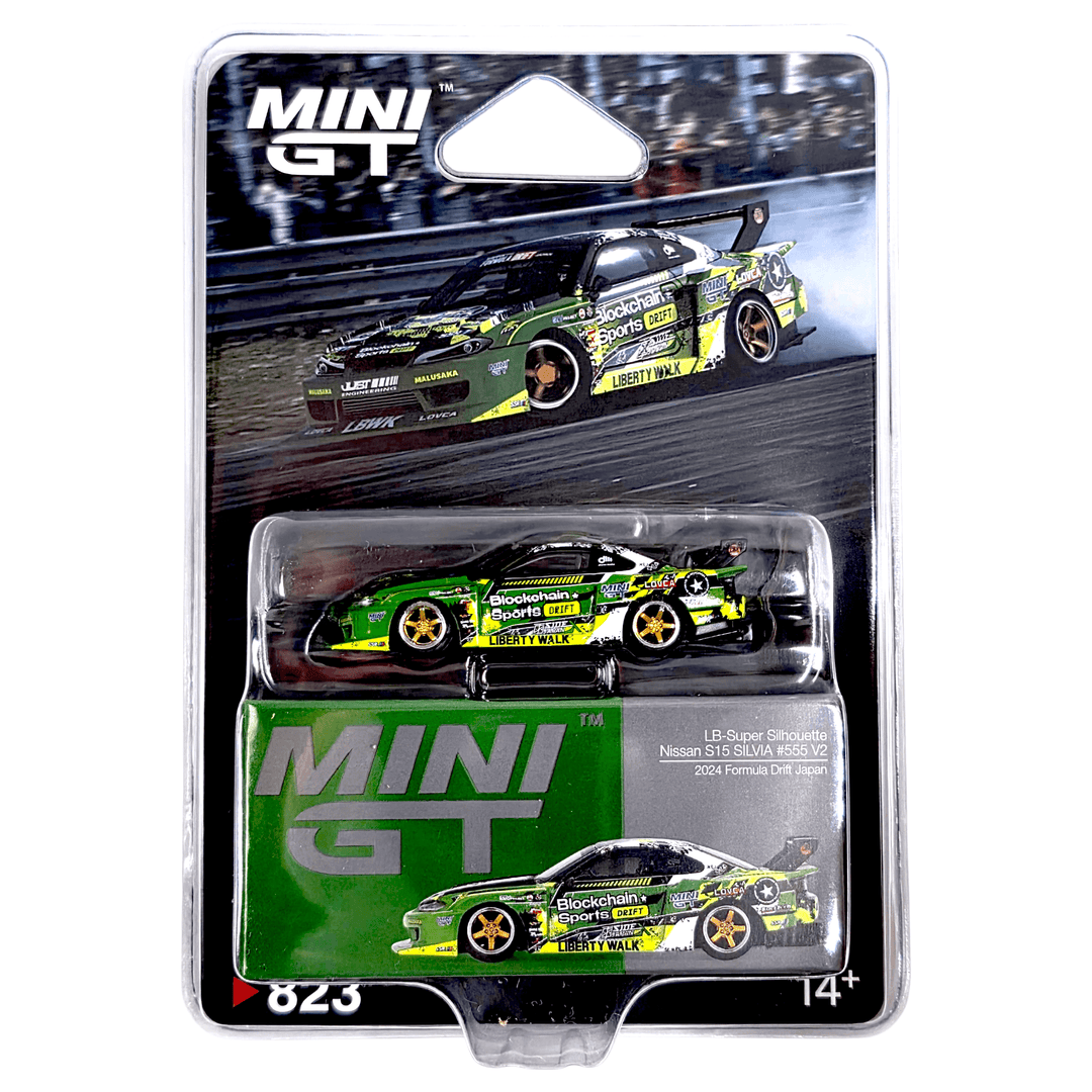 Mini GT - Nissan LB - Super Silhouette S15 SILVIA 555 V2 2024 – Green – Formula Drift Japan - Top CollectiblesDiecastMini GT