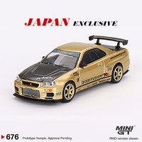 Mini GT - Nissan Skyline GT - R (R34) Top Secret – Gold – Japan Exclusive - Top CollectiblesDiecastMini GT