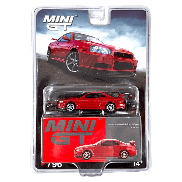 Mini GT - Nissan Skyline GT - R (R34) V - Spec – Active Red - Top CollectiblesDiecastMini GT