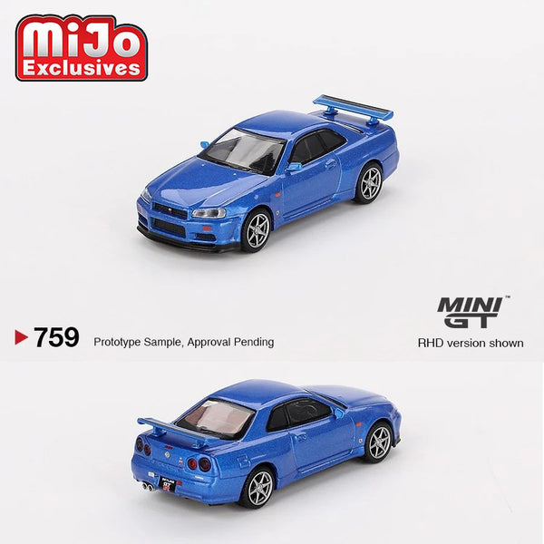 Mini GT - Nissan Skyline GT - R (R34) V - Spec – Bayside Blue *Pre - Order* - Top CollectiblesDiecastMini GT