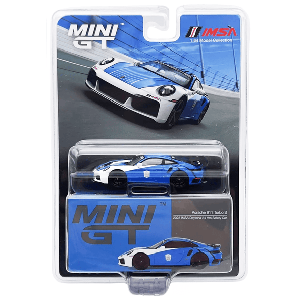 Mini GT - Porsche 911 (992) Turbo S Safety Car - 2023 IMSA Daytona 24Hr. - Blue - Top CollectiblesDiecastMini GT