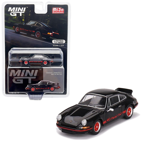 Mini GT - Porsche 911 Carrera RS 2.7 - Black with Red Livery - Top CollectiblesDiecastMini GT