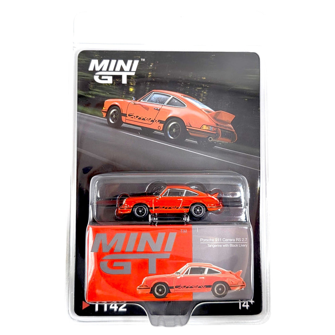 Mini GT - Porsche 911 Carrera RS 2.7 – Tangerine with Black Livery - Top CollectiblesDiecastMini GT