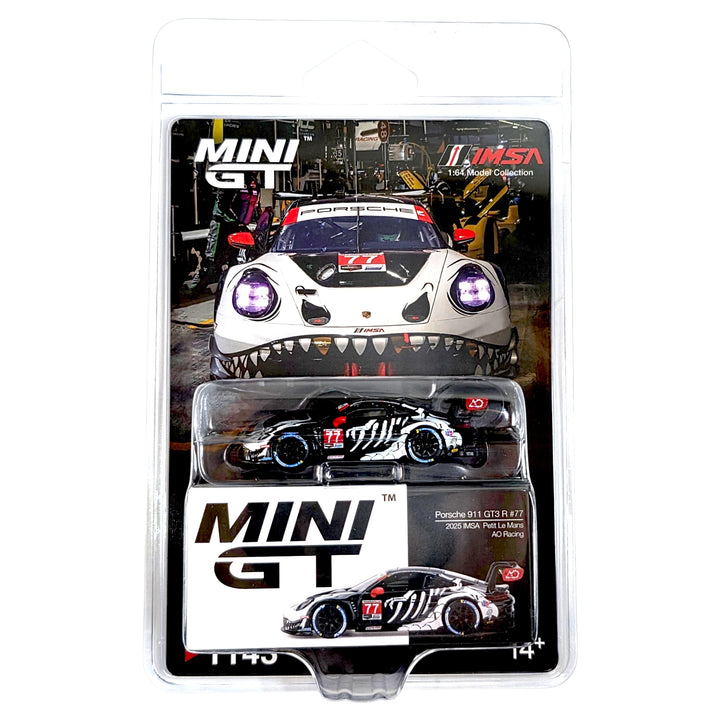 Mini GT - Porsche 911 GT3 R 77 AO Racing 2025 IMSA Petit Le Mans "Skeleton Rexy" - Limit 2 Per Customer - Top CollectiblesDiecastMini GT