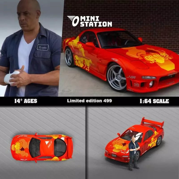 Mini Station - Dom's Mazda RX - 7 "Fast & Furious" w/ Figure - Top CollectiblesDiecastMini Station