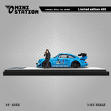 Mini Station - Porsche 911 (964) RWB - Blue w/ Akirai Nakai Figure - Top CollectiblesDiecastMini Station