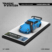 Mini Station - Porsche 911 (964) RWB - Blue w/ Akirai Nakai Figure - Top CollectiblesDiecastMini Station