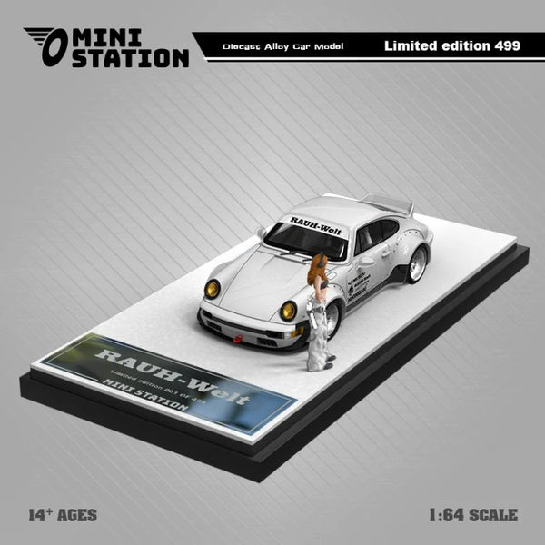 Mini Station - Porsche 911 (964) RWB - Samurai White w/ Figure - Top CollectiblesDiecastMini Station