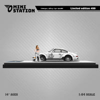 Mini Station - Porsche 911 (964) RWB - Samurai White w/ Figure - Top CollectiblesDiecastMini Station