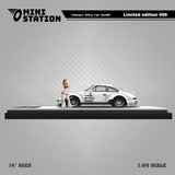 Mini Station - Porsche 911 (964) RWB - Samurai White w/ Figure - Top CollectiblesDiecastMini Station