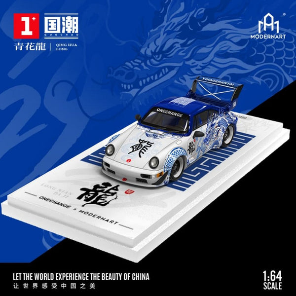 ModernArt x OneChange - Porsche 911 (964) RWB "Blue Dragon" - Top CollectiblesDiecastTime Micro