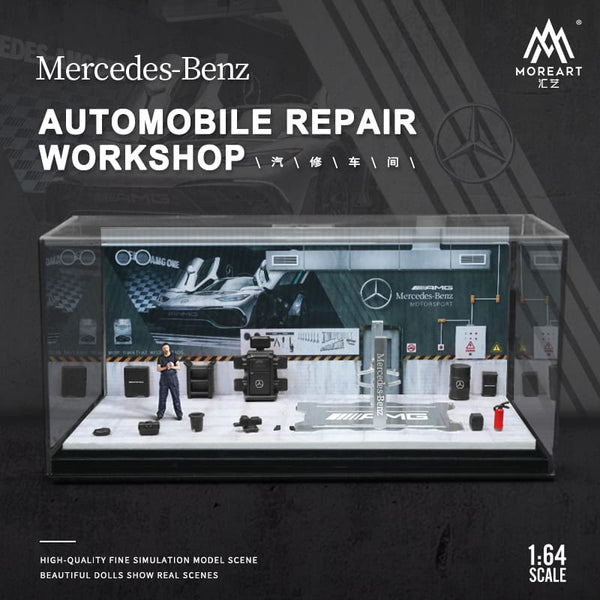 MoreArt - Automobile Repair Workshop Diorama "Mercedes - Benz" - Top CollectiblesDiecastMoreArt