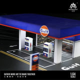 MoreArt - Gulf Gas Station Scene Model w/ Led Lighting *Pre - Order* - Top CollectiblesDiecastMoreArt