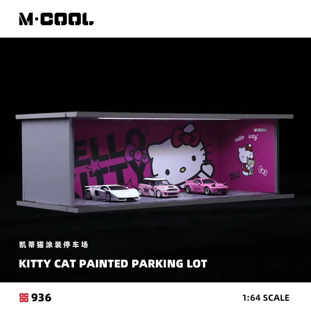 MoreArt - Hello Kitty Themed Parking Lot Scene w/ Lighting - M-Cool Series - Top CollectiblesDiecastMoreArt