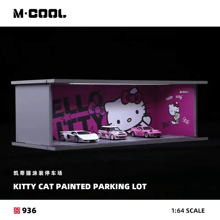 MoreArt - Hello Kitty Themed Parking Lot Scene w/ Lighting - M-Cool Series - Top CollectiblesDiecastMoreArt