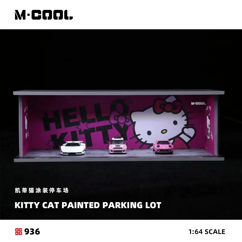 MoreArt - Hello Kitty Themed Parking Lot Scene w/ Lighting - M-Cool Series - Top CollectiblesDiecastMoreArt