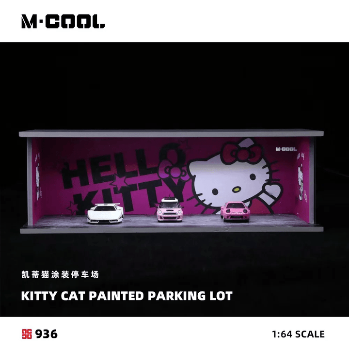 MoreArt - Hello Kitty Themed Parking Lot Scene w/ Lighting - M-Cool Series - Top CollectiblesDiecastMoreArt