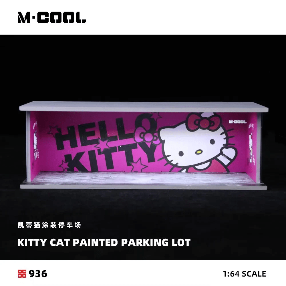 MoreArt - Hello Kitty Themed Parking Lot Scene w/ Lighting - M-Cool Series - Top CollectiblesDiecastMoreArt