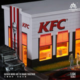 MoreArt - KFC Restaurant Parking Scene Diorama w/ Led Lighting - Top CollectiblesDiecastMoreArt