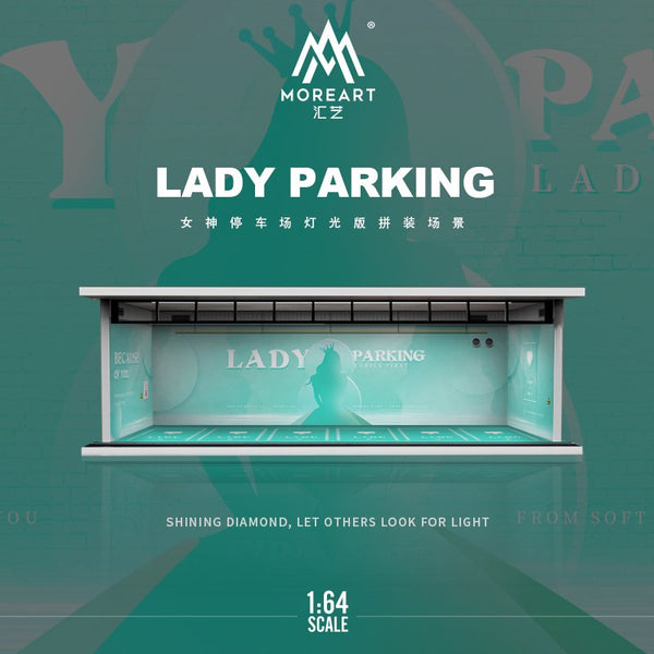 MoreArt - Lady Parking "Tiffany" Lot Scene Diorama w/ Led Lighting - Top CollectiblesDiecastMoreArt