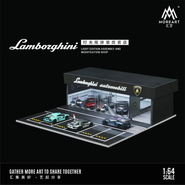 MoreArt - Lamborghini Light Assemby and Modifcation Shop Diorama w/ Led Lighting *Pre - Order* - Top CollectiblesDiecastMoreArt