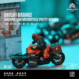 MoreArt - Machine Gun Motorcycle Pretty Woman Doll Set - Bright Orange - Top CollectiblesDiecastMoreArt