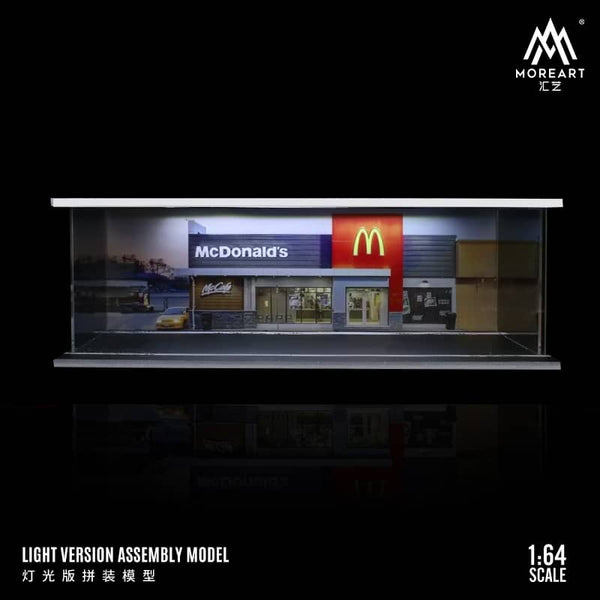 MoreArt - McDonald's Parking Lot Scene Diorama V2 w/ Led Lighting - Top CollectiblesDiecastMoreArt