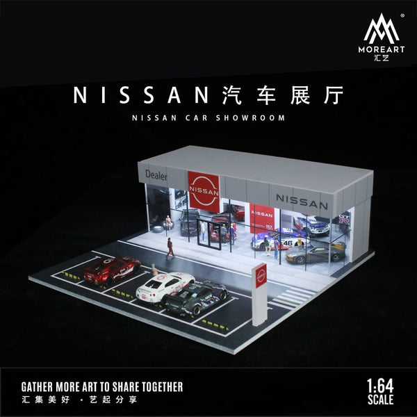 MoreArt - Nissan Car Showroom Diorama w/ Led Lighting - Top CollectiblesDiecastMoreArt