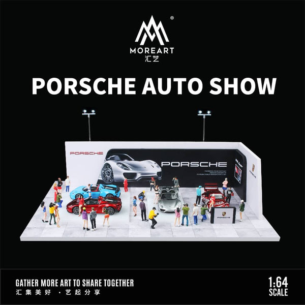 MoreArt - Porsche Auto Show Diorama w/ Led Lighting - Top CollectiblesDiecastMoreArt