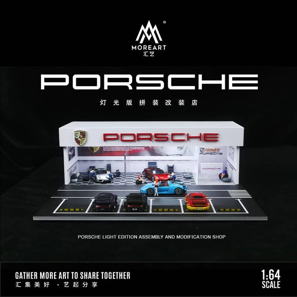 MoreArt - Porsche Light Assemby and Modifcation Shop Diorama w/ Led Lighting *Pre - Order* - Top CollectiblesDiecastMoreArt