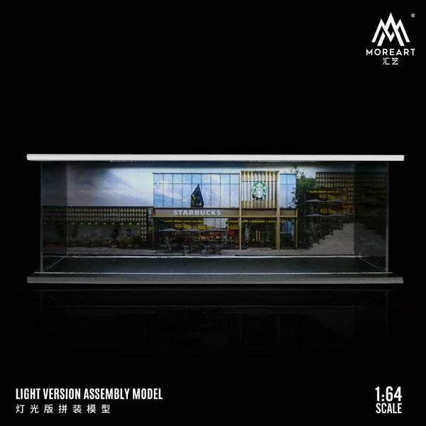 MoreArt - Starbucks Parking Lot Scene Diorama V2 w/ Led Lighting - Top CollectiblesDiecastMoreArt