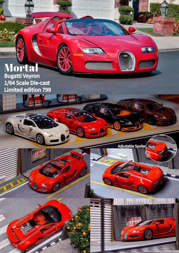 Mortal - Bugatti Veyron (w/ Adjustable Wing) - Red - Top CollectiblesDiecastMortal