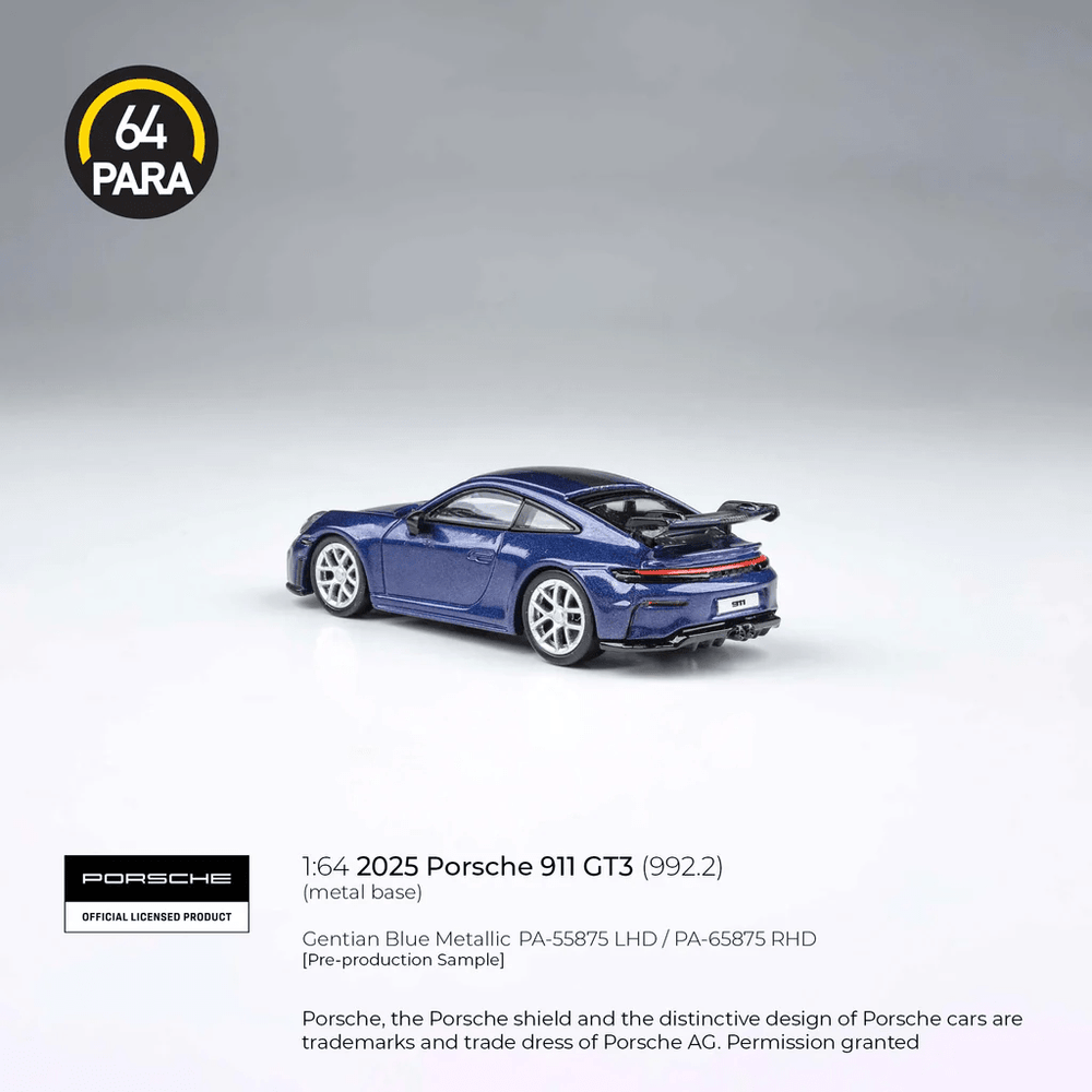 Para64 - 2025 Porsche 911 GT3 (992.2) - Gentian Blue Metallic - Top CollectiblesDiecastPara64