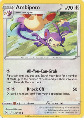 Pokemon - Ambipom - 145/196 - Uncommon - Sword &amp; Shield: Lost Origin Series - Top CollectiblesCollectible CardsPokémon
