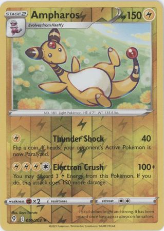 Pokemon - Ampharos - 056/203 - Rare Reverse Holo - Sword &amp; Shield: Evolving Skies Series - Top CollectiblesCollectible CardsPokémon