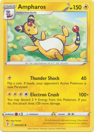 Pokemon - Ampharos - 056/203 - Rare - Sword &amp; Shield: Evolving Skies Series - Top CollectiblesCollectible CardsPokémon