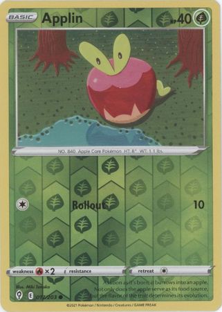 Pokemon - Applin - 017/203 - Common Reverse Holo - Sword & Shield: Evolving Skies Series - Top CollectiblesCollectible CardsPokémon