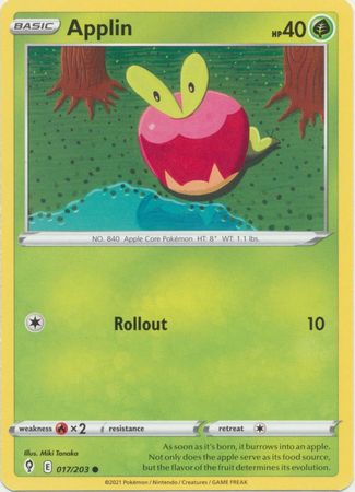 Pokemon - Applin - 017/203 - Common - Sword &amp; Shield: Evolving Skies Series - Top CollectiblesCollectible CardsPokémon